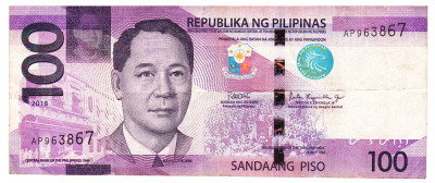 Filipine 100 Piso 2018 Seria AP963867 foto