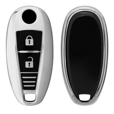 Husa Cheie Auto pentru Suzuki 2 Butoane - Keyless Go, Kwmobile, Argintiu, Silicon, 54591.94 foto