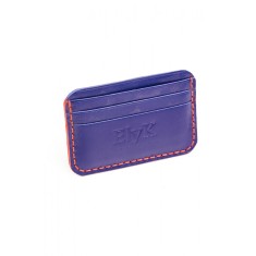 Portcard minimalist din piele naturala, lucrat si cusut manual, Leto, Handmade, Bleumarin, Produs in Romania