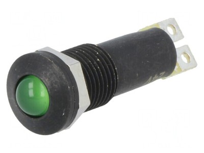 Lampă control LED verde 24VDC IP67 alamă foto
