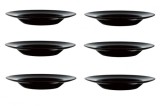 Set servire 6 farfurii rotunde, Opal, Negru, 28 cm