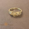 Inel geometric cu zirconia si decor charm - placat 14k