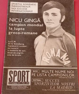 Revista SPORT nr.10/octombrie 1977 (DUDU Georgescu - Gheata de Aur) foto