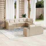 Gossi set canapele de gradina, 9 piese, cu perne, bej, poliratan