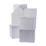 Cumpara ieftin Set 5 cutii depozitare cu capac albe 28 x 18 x 25,5, 30 x 20 x 26,5, 32 x 22 x 27,5, 34 x 24 x 28,5, 36 x 26,5 x 30 cm