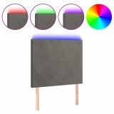 Cumpara ieftin Tablie de pat cu LED, gri inchis, 90x5x118/128 cm, catifea