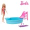Set Piscină Barbie Mattel, Multicolor, Include Tobogan și Accesorii