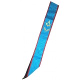 Colan Masonic de Ofi?er / Demnitar &ndash; R.E.A.A., Moar&eacute; Bleu Ciel cu Bordur? Ro?ie ?i Broderie Aurie