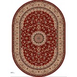 Covor Oval Model Lotos 545-200, Marime 150 x 230 cm, Bej, Rosu, Grena, Inaltime Fir 8 mm, Antialergic, Polipropilena, Living, Dormitor, Sufragerie, Bi