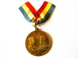 Rara! Romania medalia Carol I si Franz Josef:Vizita imparatului Franz Josef in Romania 1896 gravor Carniol Fiul,diametrul:32 mm