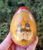 OBIECT VINTAGE DIN LEMN IN FORMA STILIZATA DE OU, RUSIA