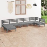 VidaXL Set mobilier de grădină, 7 piese, gri, lemn masiv de pin