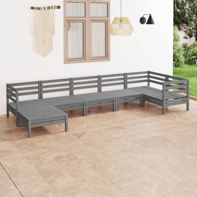 Gossi set mobilier de gradina, 7 piese, gri, lemn masiv de pin foto