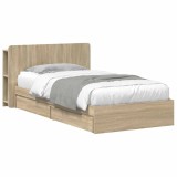vidaXL Cadru de pat cu depozitare cu sertar Stejar Sonoma 100 x 200 cm 3433549