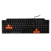 Tastatura Universala cu Fir elSales ELS-8151, 114 Taste, USB, Design Ultraportabil, Taste Portocalii WASD, Negru