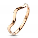 Inel din oțel de culoarea cuprului - motiv de val, brațe &icirc;nguste lucioase - Marime inel: 59