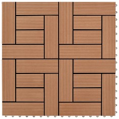 Set de 11 bucăți de plăci 30 x 30 cm din WPC 1 mp, maro