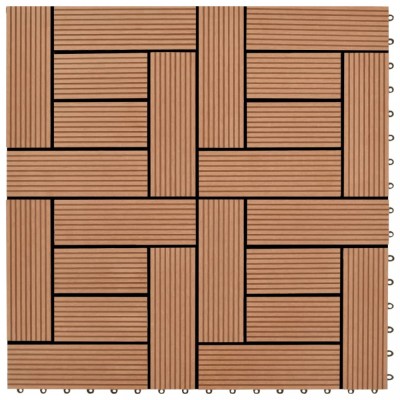 Set de 11 bucăți de plăci 30 x 30 cm din WPC 1 mp, maro foto