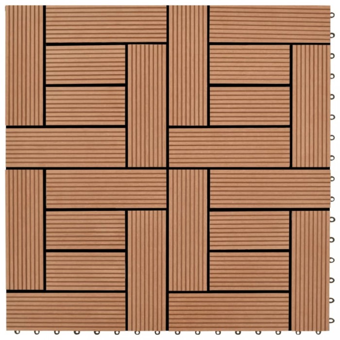 Set de 11 bucăți de plăci 30 x 30 cm din WPC 1 mp, maro