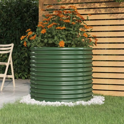 vidaXL Jardinieră grădină verde 80x80x68 cm oțel vopsit electrostatic foto