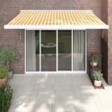 VidaXL Copertină retractabilă, galben/alb, 3,5x2,5 m, textil/aluminiu