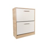 Dulap pantofi GN 2 usi, Pal Melaminat, rafturi rabatabile, stejar alb alb