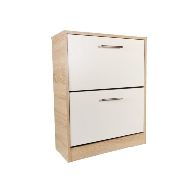 Dulap pantofi GN 2 usi, Pal Melaminat, rafturi rabatabile, stejar alb alb foto