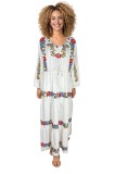 Rochie dama S25 alb/galben , marimea 3XL, Bumbac