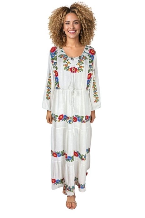 Rochie dama S25 alb/galben , marimea S
