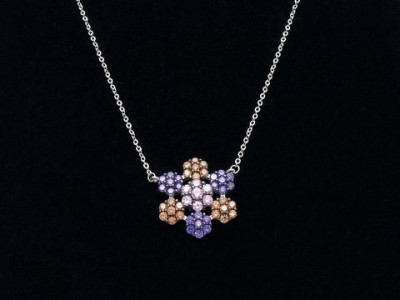 Lantisor Cu Pandativ DIn Argint -- FLOWER MULTICOLOR-- ARG107A foto