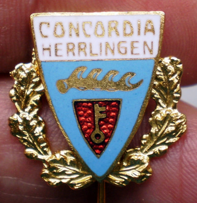 I.806 INSIGNA GERMANIA STICKPIN MUZICA LIRA COR CONCORDIA HERRLINGEN W&amp;uuml;rttemberg foto