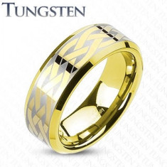 Inel auriu din tungsten, cu un nod celtic - Marime inel: 64
