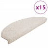 Covorase pentru scari, 15 buc., 65x21x4 cm, alb, semirotunde, mari