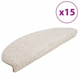 Cumpara ieftin Covorase pentru scari, 15 buc., 65x21x4 cm, alb, semirotunde, mari