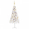 Set brad Crăciun artificial de colț LED&amp;globuri alb 180 cm PVC