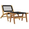 Scaun de gradina cu suport picioare, lemn masiv tec &amp; poliester