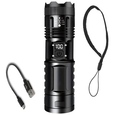 Lanterna Telescopica LED APF&amp;reg;, Puternica, Ultra Luminoasa cu Functie Incarcare Telefon, Snur de Prindere si Reincarcabila cu USB tip C, 1200 lumeni foto