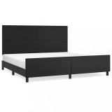 Cumpara ieftin Cadru de pat cu tablie, negru, 200x200 cm, piele ecologica