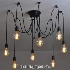 Lustra cu 6 cabluri si dulie E27, tip spider / paianjen, culoare cabluri negru