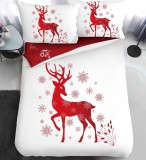 Lenjerie Pat De Craciun O Persoana Ho-Ho-Ho Cr075, Bumbac, 4 Piese, Cu Elastic, Alb, Imprimeu