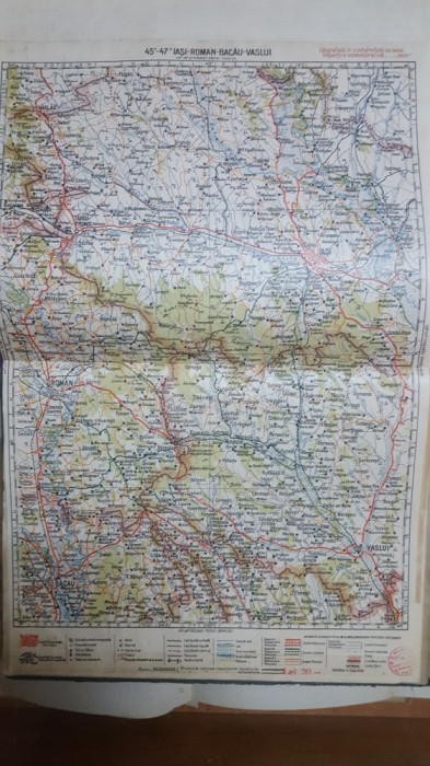 Harta Iași, Roman, Bacău, Vaslui, H&acirc;rlău, T&acirc;rgu-Frumos, Popești, 1928