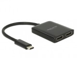Multiplicator USB-C (DP Alt Mode) la 2 x HDMI 4K 30Hz negru, Delock 87719