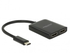 Multiplicator USB-C (DP Alt Mode) la 2 x HDMI 4K 30Hz negru, Delock 87719