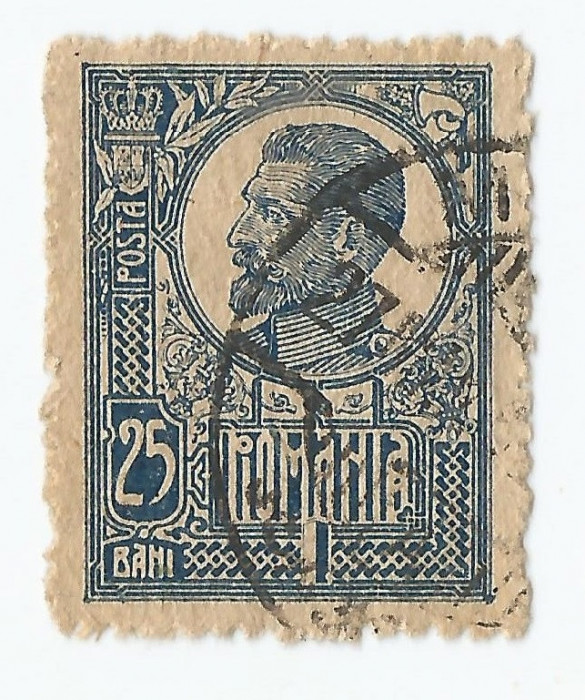 *Rom&acirc;nia, LP 72b/1920, Ferdinand - uzuale, 25 bani, hartie cu scame, oblit.