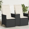 Canapea Gradina Rabatabila 2 Locuri Poliratan Negru cu Masa, Perne Crem, Cadru Otel 130x59x92 cm