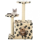 VidaXL Ansamblu pisici, st&acirc;lpi funie sisal, 60cm, imprimeu lăbuțe, bej