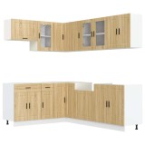Cumpara ieftin Set dulap de bucatarie din 11 piese &bdquo;Porto&rdquo; lemn stejar Sonoma