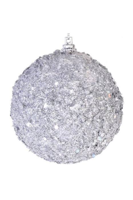 Set de 6 globuri mari de Crăciun argintii strălucitoare, 8 cm
