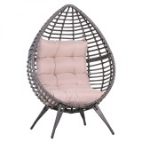 Fotoliu Pouf Outsunny cu Perna Decorativa, din PE Ratan, 101x89x156 Culoare Gri | Aosom Romania