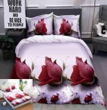 Cumpara ieftin Lenjerie De Pat 3D - Olive Xd005, Bumbac, 4 Piese, Cu Elastic, Imprimeu